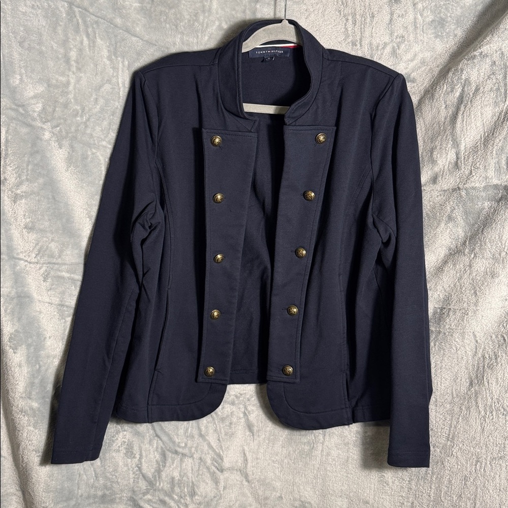 Tommy Hilfiger jacket women’s XL military band Jacket Navy open no closure